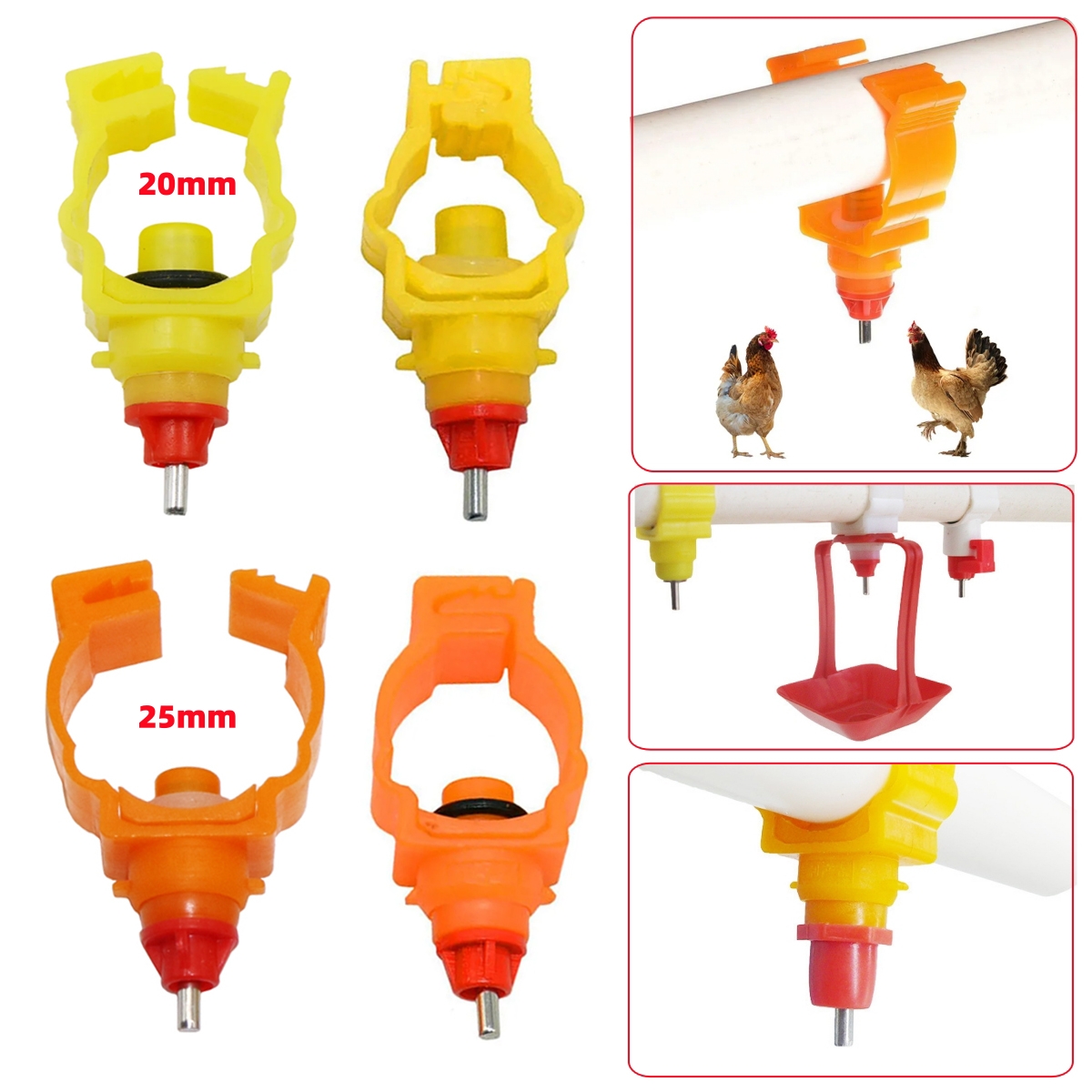 Chicken Nipple Drinker - 20mm 25mm Clamp-type Poultry Nipple Drinking