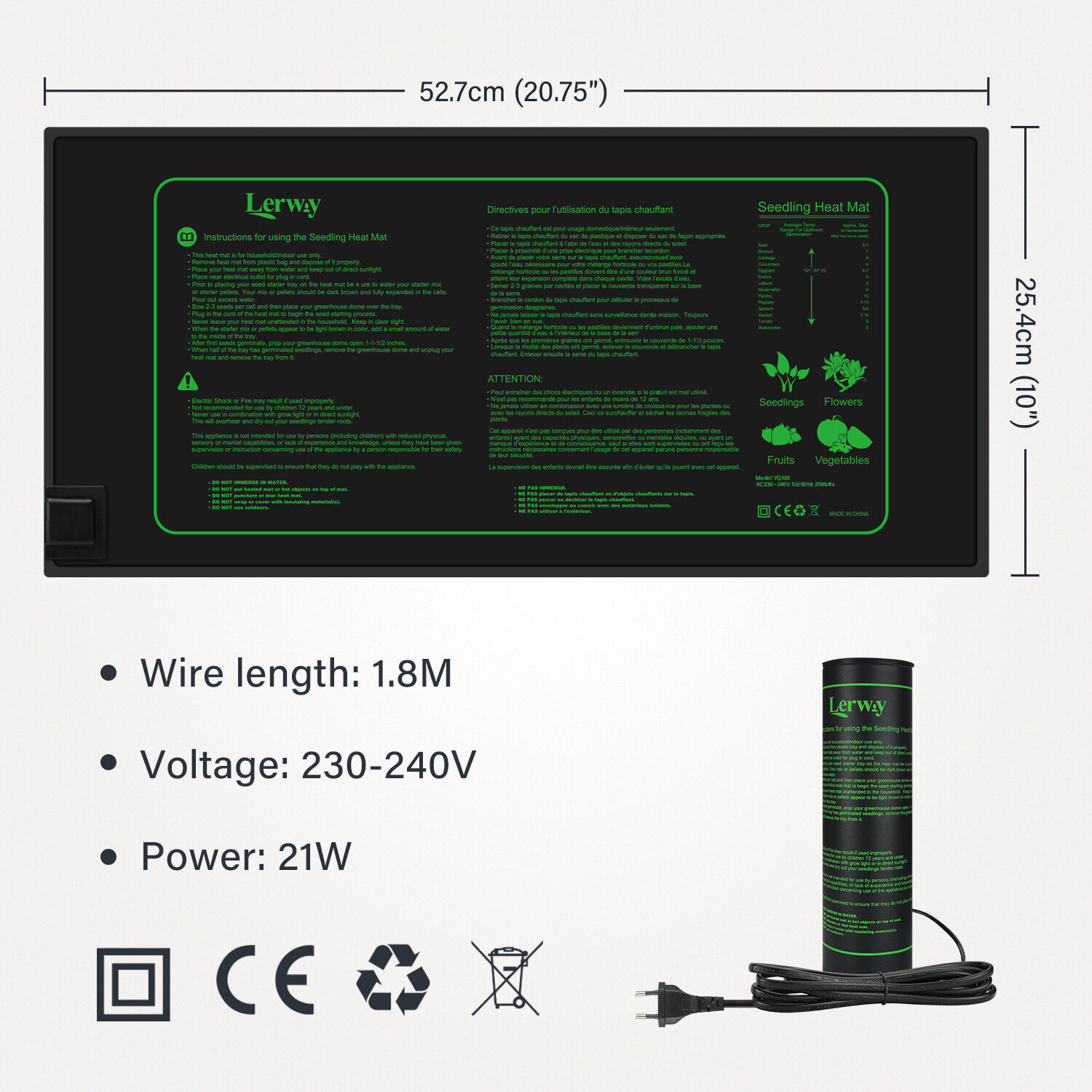 LERWAY 21W Seedling Heating Ma - огляд і ціна Seedling Heat Mat